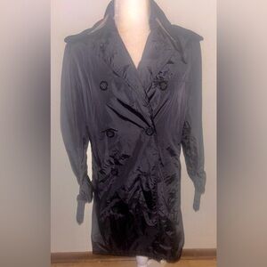 Burberry London Black Double-Breasted Women's Trench Coat 10 Black Missing Belt